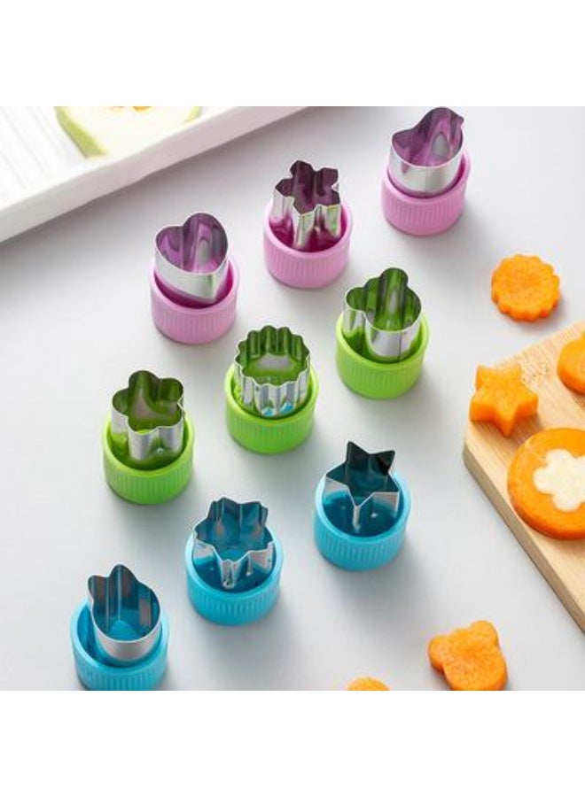 9-Piece Vegetable and Fruit Cutter Set - Stainless Steel Mini Cookie Mold with Protection Grip for Food Decoration - Image 4